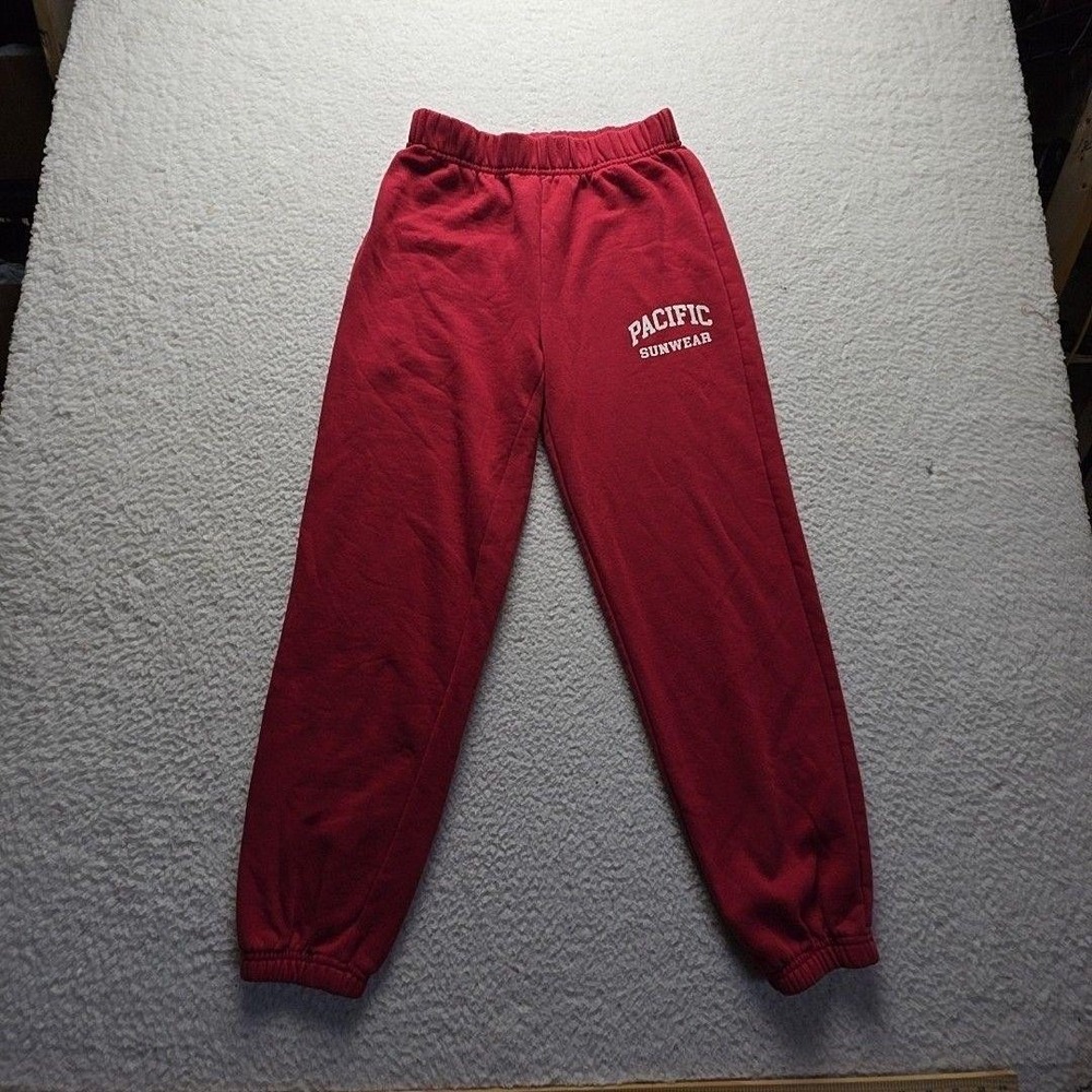 PacSun Pants Teens Small Red Fleece Sweatpants Elastic Waist Pacific Sunwear